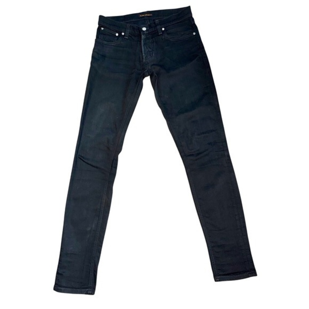 NUDIE JEANS Tight Terry Black Organic Cotton Slim Jeans | 31x34